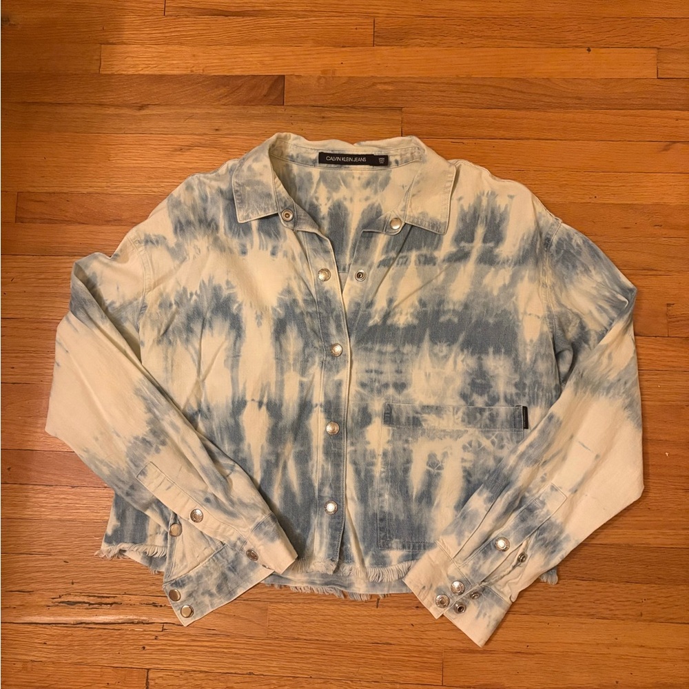 Calvin Klein Blue and White Denim Shirt